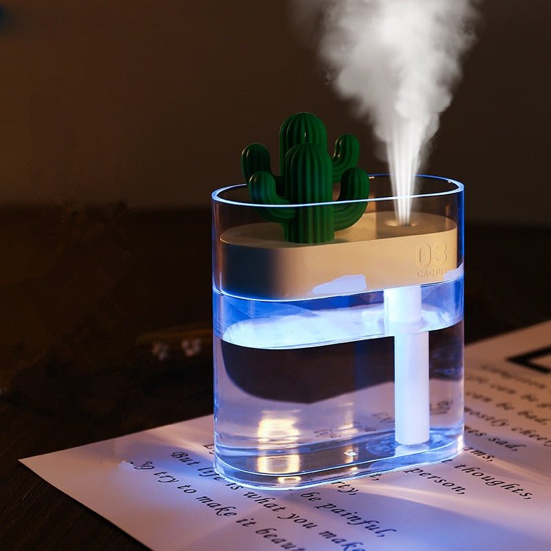 160ML Ultrasonic Air Humidifier Clear Cactus Color Light USB Essential Oil Diffuser Car Purifier Aroma Diffusor Anion Mist Maker - LEYSOFT EXPRESS